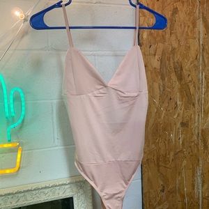 Baby Pink Basic Spaghetti Strap Bodysuit